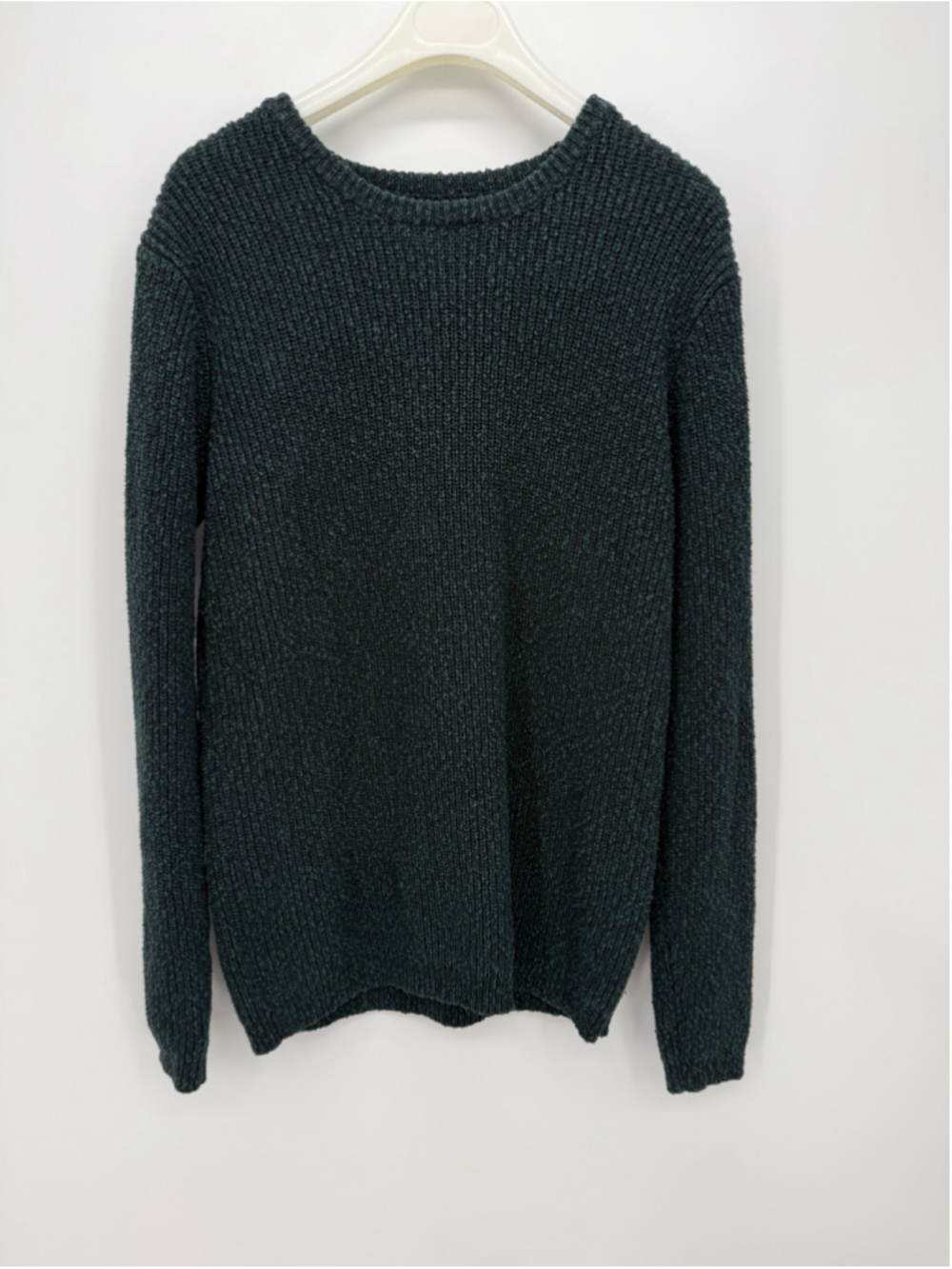 Frank And Oak Dark Green Ribbed Crew Neck Sweater M